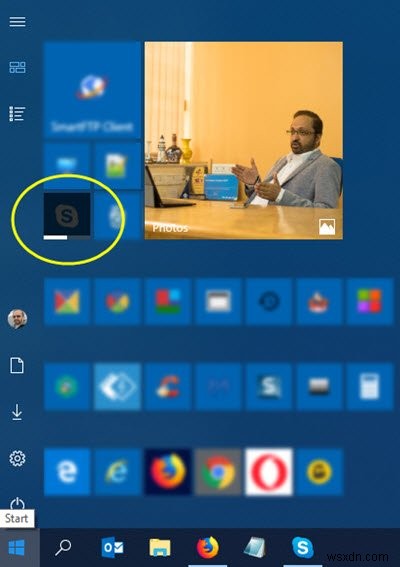 Windows10でメニュータイルが暗くなるスタートメニュー 