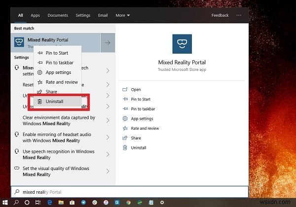 Windows11/10でMixedRealityPortalをアンインストールする方法 