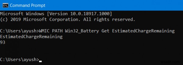 Windows11/10のコマンドラインを使用してバッテリーレベルを確認する方法 