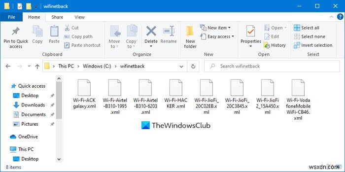 Windows10でWiFiまたはワイヤレスネットワークプロファイルをバックアップおよび復元する 