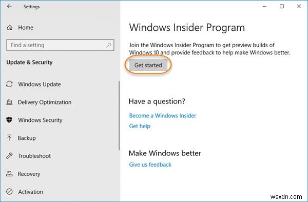 [開始]ボタンはグレー表示されています。 WindowsInsiderプレビュービルドを取得できません 