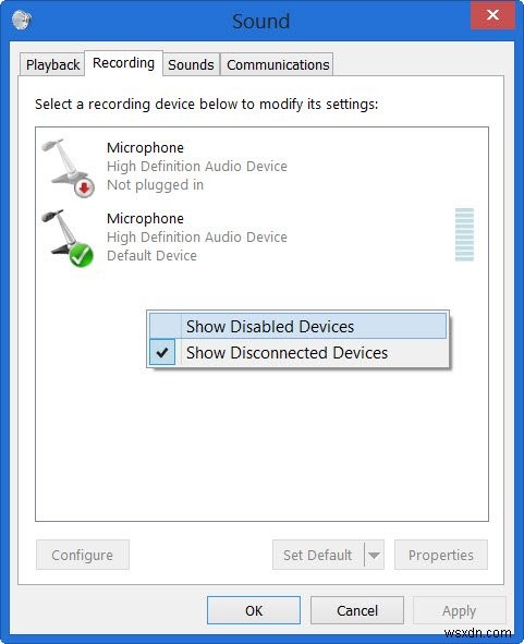 Windows11/10ですべての記録デバイスを有効にする方法 