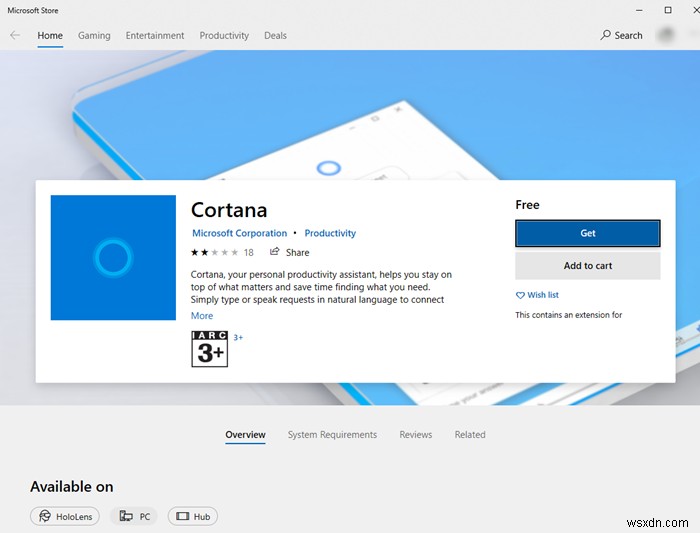 修正：CortanaはWindows10では使用できません 