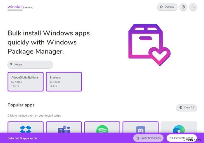 Winstall GUI for WindowsPackageManagerを使用してWindowsアプリを一括インストールする 
