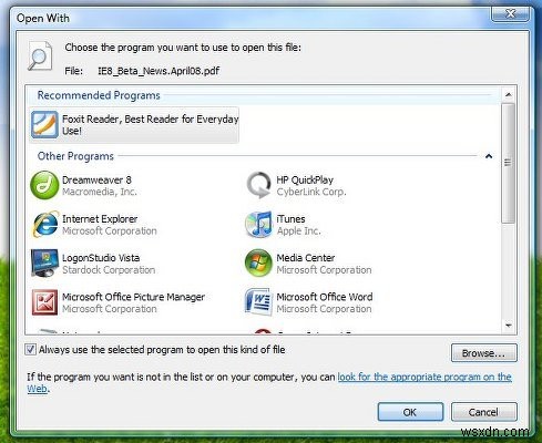 Windows11/10の[プログラムから開く]メニューからプログラムを削除する方法 