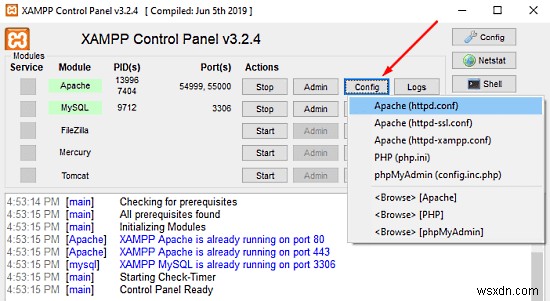 ApacheはWindows11/10のXAMPPコントロールパネルから起動していません 