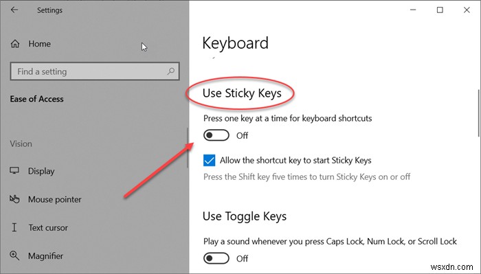Windows10でのキーボード設定へのアクセスのしやすさ 