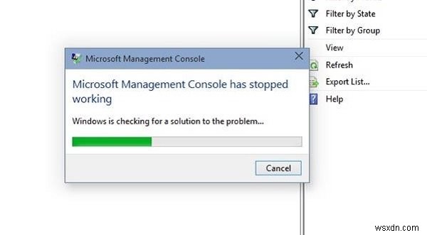Microsoft管理コンソール（MMC.exe）が動作を停止しました 