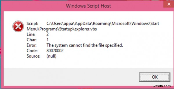 Windows11/10起動時のWindowsScriptHostエラーを修正 