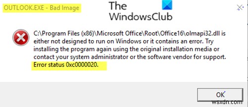 悪い画像、Windows11/10のエラーステータス0xc0000020を修正 
