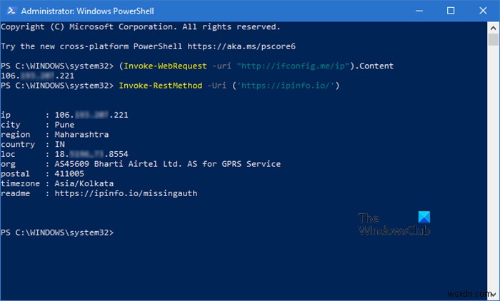 Windows10でPowerShellを使用してパブリックIPアドレスを取得する方法 