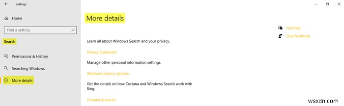 Windows 10の検索設定–権限、履歴、Windowsの検索 