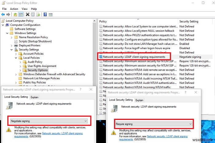 WindowsServerおよびクライアントマシンでLDAP署名を有効にする方法 