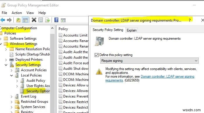 WindowsServerおよびクライアントマシンでLDAP署名を有効にする方法 