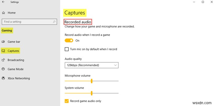 Windows 10のゲーム設定：ゲームバー、キーボードショートカット、ゲームオーディオ、ビデオ品質、ブロードキャストなどを管理します。 