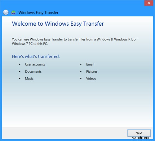 WindowsEasyTransferを使用してWindowsOSでユーザープロファイルを転送する 