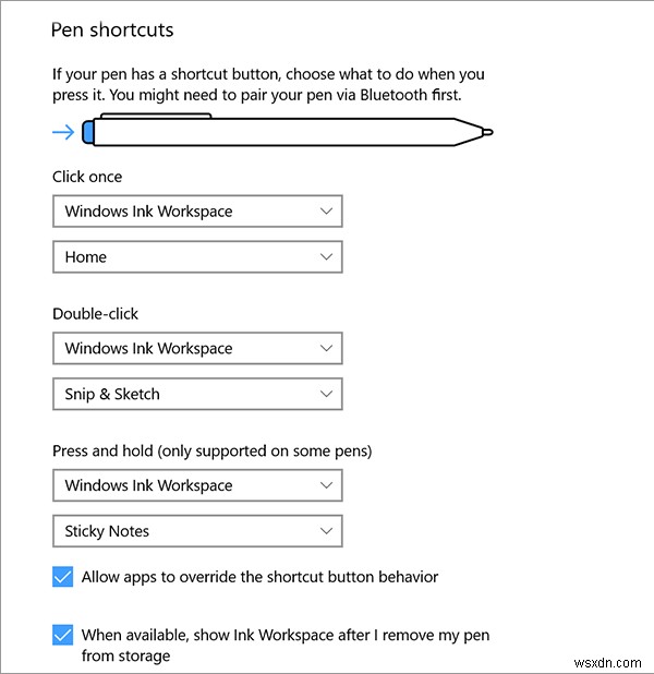 Windows10でペンとWindowsインクのワークスペース設定を構成する 