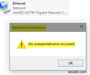 Windows10のネットワーク接続プロパティで予期しないエラーが発生しました 