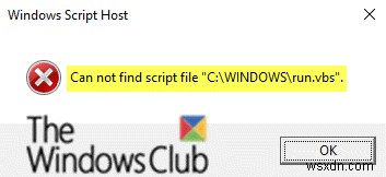 Windows10でのログオン時にスクリプトファイルrun.vbsエラーが見つかりません 