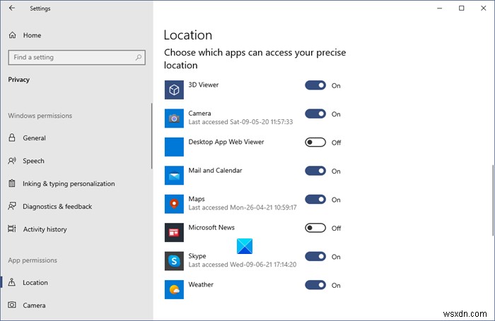 あなたの場所は最近アクセスされたか、Windows11/10で現在使用されています 