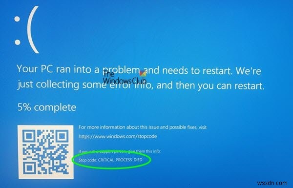 0x000000EF、Windows11/10での重要なプロセスの終了エラー 