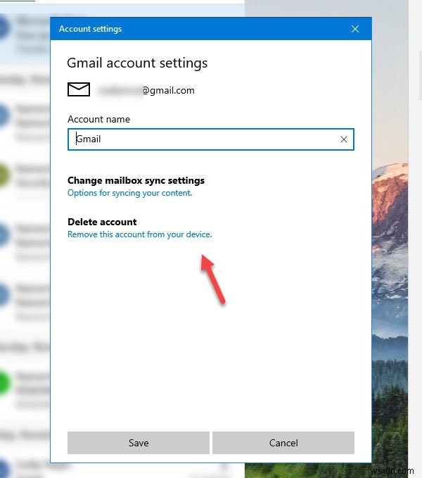 Windows10のメールアプリからメールアカウントを削除する方法 