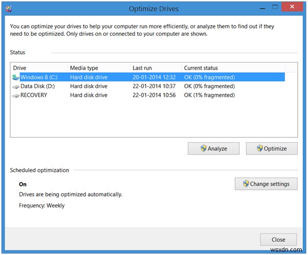 Windows11/10のディスクデフラグツールまたはドライブの最適化ツールの説明 
