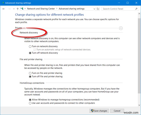 Windows11/10でのネットワーク検出または共有の有効化または無効化 
