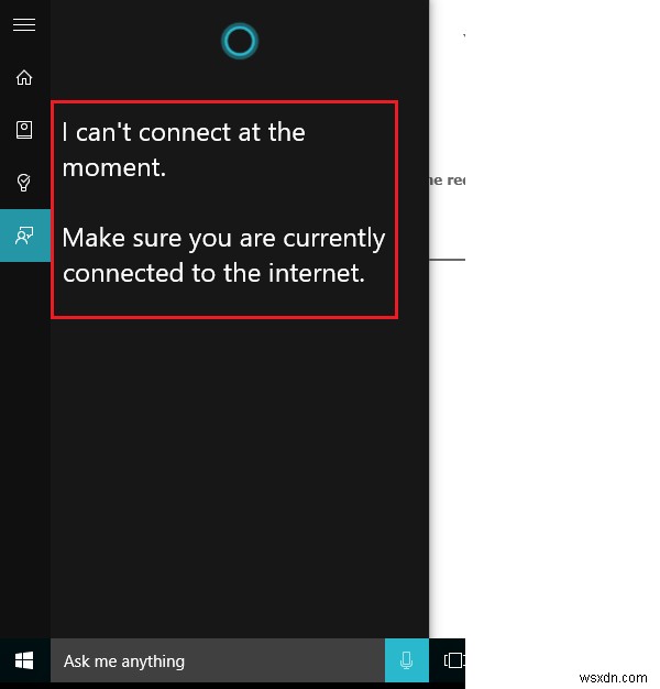 CortanaがWindows10でインターネットに接続していない 