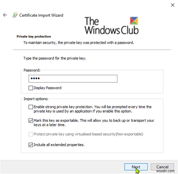 Windows 10にEFSファイル暗号化証明書とキー（PFXファイル）をインポートする 