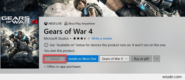 Microsoft Storeの一部のアプリまたはゲームでは、インストールボタンがグレー表示されています 