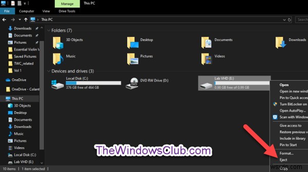 Windows 10でVHDまたはVHDX（仮想ハードディスク）ファイルをマウントまたはアンマウントする方法 