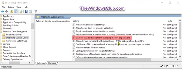 標準ユーザーがWindows10でBitLockerPIN/パスワードを変更できないようにする方法 