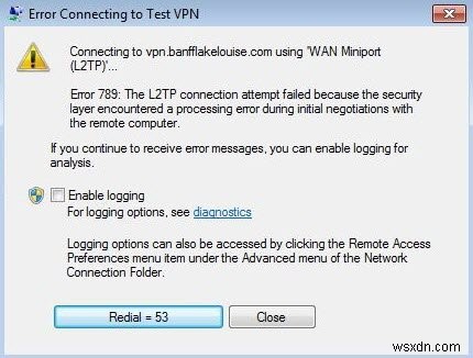 VPNエラー789を修正しました。Windows10でL2TP接続の試行が失敗しました 