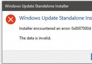 Windows Updateオフラインインストーラーでエラー0x8007000dが発生しました、データが無効です 