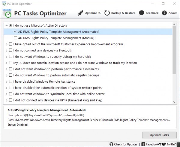 PC Tasks Optimizerは、Windowsのスケジュールされたタスクを管理するための無料のソフトウェアです。 