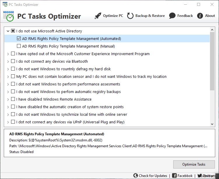 PC Tasks Optimizerは、Windowsのスケジュールされたタスクを管理するための無料のソフトウェアです。 