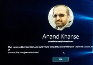 そのパスワードは、Windows10サインイン中の誤ったメッセージです 