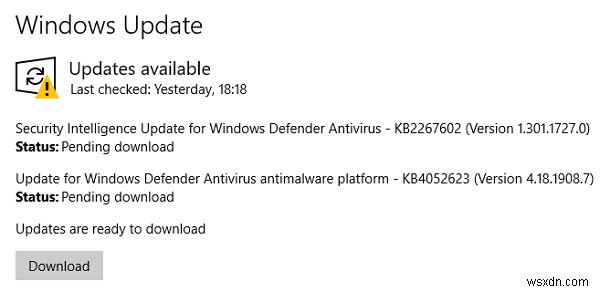 Windows Updateのステータスインストールまたはダウンロードの保留中、初期化中、ダウンロード中、インストール中、インストール待ち 