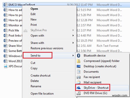 Windows11/10の[送信]メニューにOneDriveショートカットを追加します 