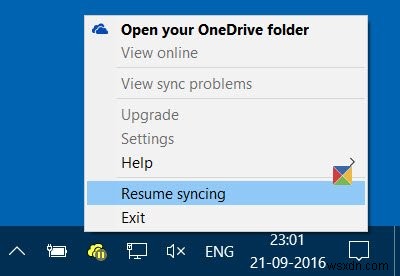 Windows10のOneDriveで同期を再開または一時停止する方法 