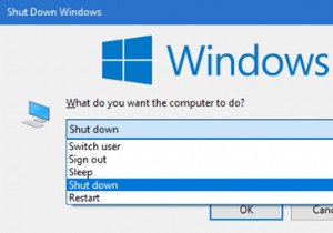 Windows 10で[シャットダウン]ダイアログボックス（Alt + F4）を開くためのショートカットを作成します 