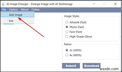 AI Image Enlargerを使用すると、低解像度から高解像度の画像を拡大できます 