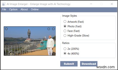 AI Image Enlargerを使用すると、低解像度から高解像度の画像を拡大できます 