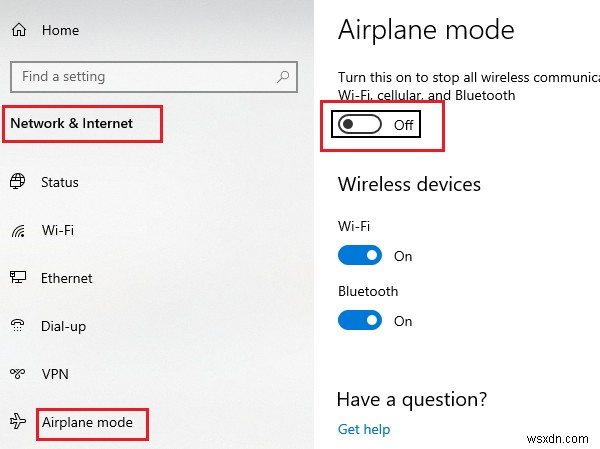 Windows11/10が機内モードでスタックしている 