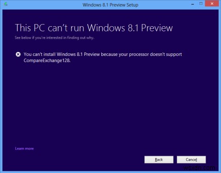 プロセッサはCompareExchange128をサポートしていません。Windowsをインストールできません 