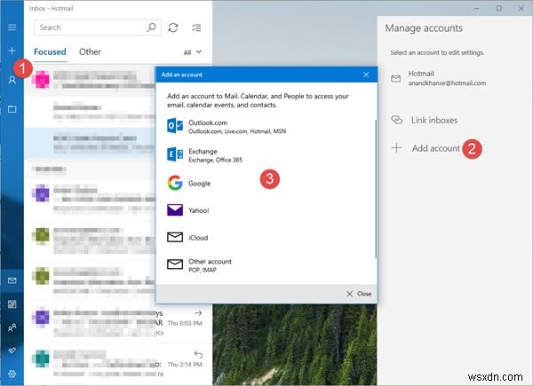 Windows10のメールアプリに複数のメールアカウントを設定して追加する 