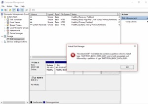 GPTフォーマット済みディスクのパーティションタイプがPARTITION_BASIC_DATA_GUIDではないエラーの対処法