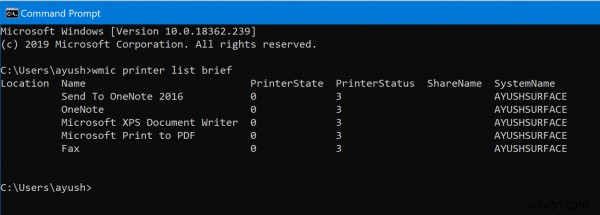 Windows10コンピューターにインストールされているすべてのプリンターを一覧表示する方法 