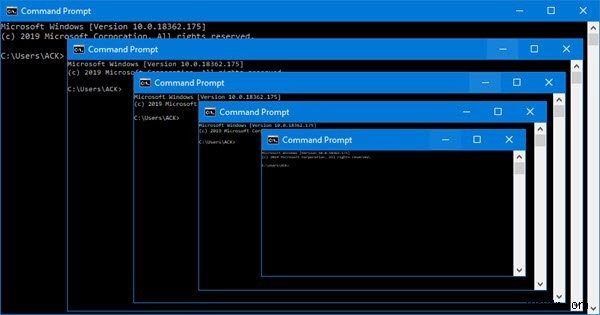 マウスを使用してCMD/PowerShellまたは任意のウィンドウをスケールアップまたはスケールダウンする方法 